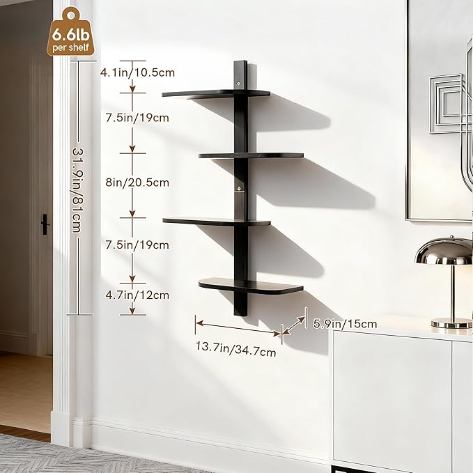 Afuly Black Floating Shelves for Wall Display Shelf Unit Modern Decorative