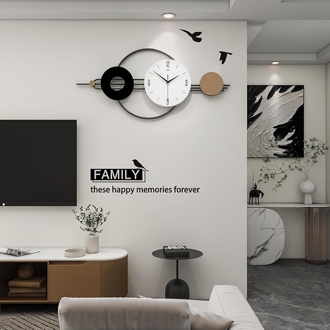 Decorative Wall Clocks for Living Room Decor, Large Modern Metal Wall Clocks
