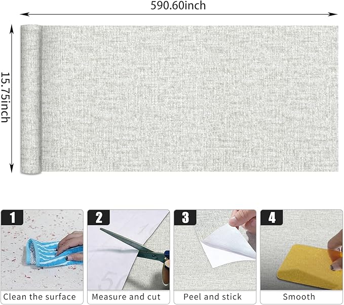 Grasscloth Peel and Stick Wallpaper, Waterproof Self Adhesive Removable Vinyl