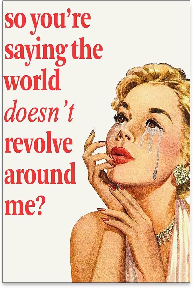 noxozoqm 70s Pink Sexy Women Poster Funky Funny Quote Wall Art Retro Housewife