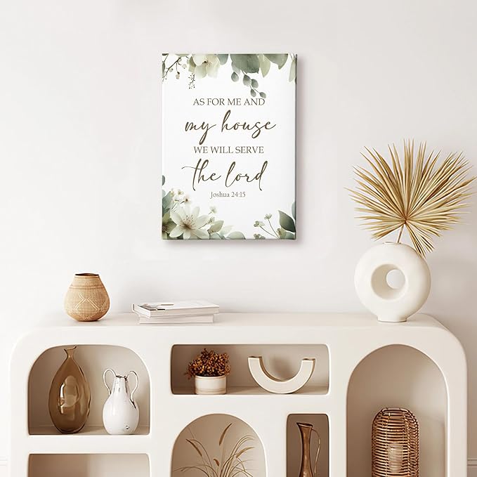 HIWX Christian Wall Decor, as for Me and My House Bible Verses Sage Green