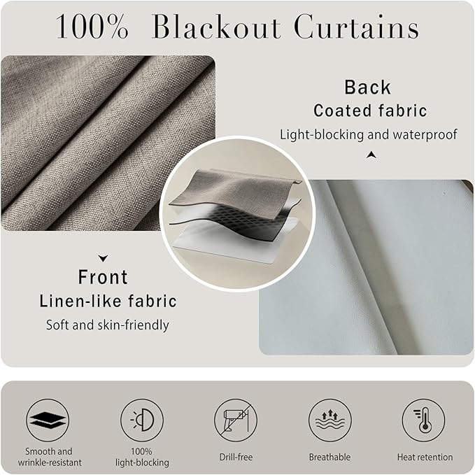No-Drill 100% Blackout Window Curtain
