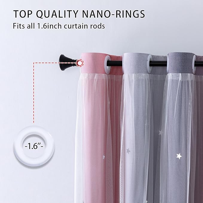 XiDi Pink and Grey Star Blackout Curtains