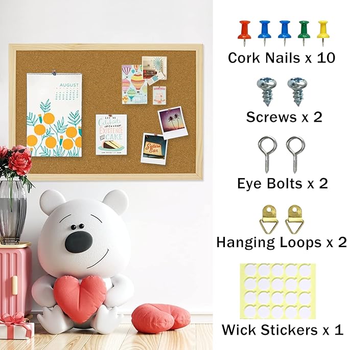 OWLKELA 17.7 X 13.3 Inch Cork Board Bulletin Board, Wall-Mounted Presentation