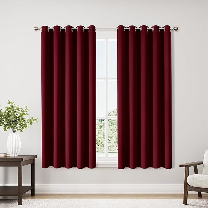 ChrisDowa Burgundyout Curtains 70 inches Wide