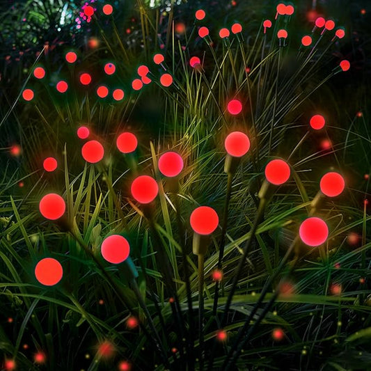 6-Pack Red Solar Outdoor Light for Garden Decorations, 48 LED Super Bright Solar Firefly Lights (Sway by Wind), New Upgraded Fairy Lights Outdoor Waterproof for Outside Pathway Patio Yard Porch(Red)