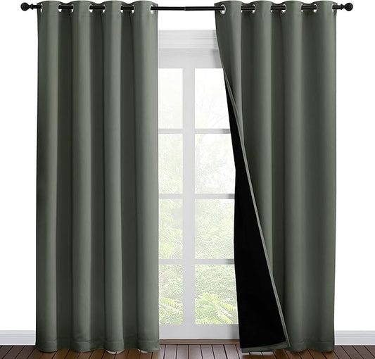 NICETOWN 100% Blackout Curtains 86 inches Long, Pair of Energy Smart & Noise