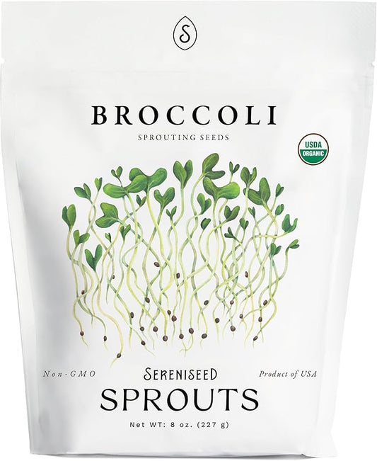 Organic Broccoli Sprout Seeds (8 oz) â Non-GMO, Heirloom Seeds for Sprouting and Microgreens