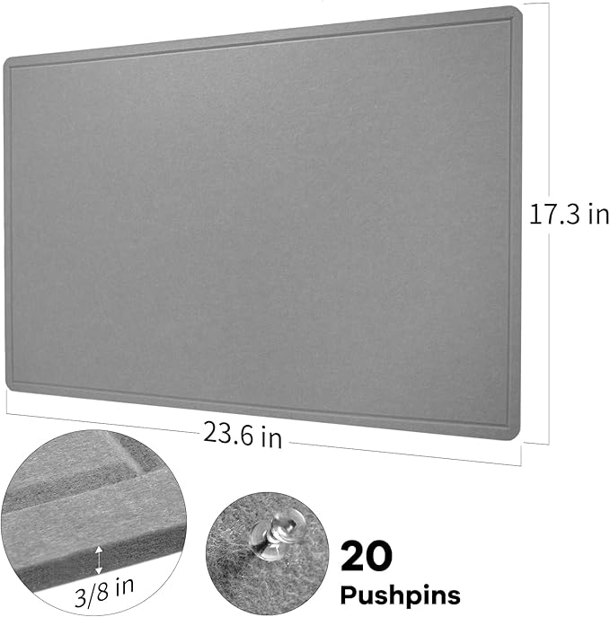 Lightomorrow Bulletin Board, 24 x 18 inches Felt Board Decorative Pin Board