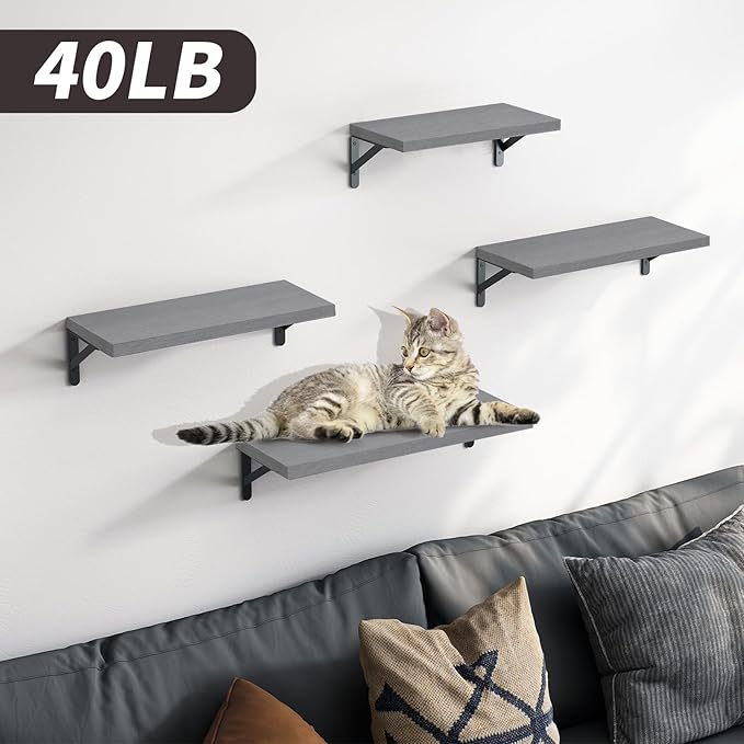 YGEOMER Floating Shelves for Wall, Different Sizes Gray Wall Shelves for Living