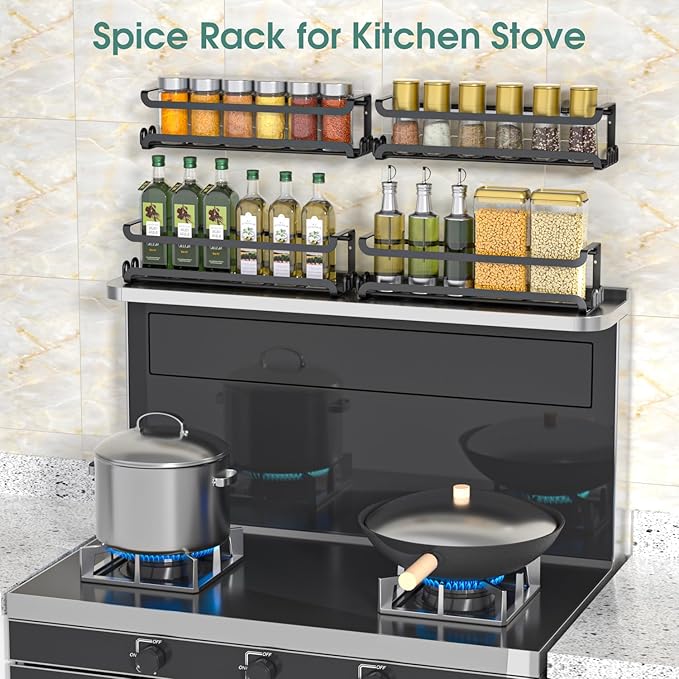 LUCYCAZ 4 Pack Wall Mounted Spice Rack