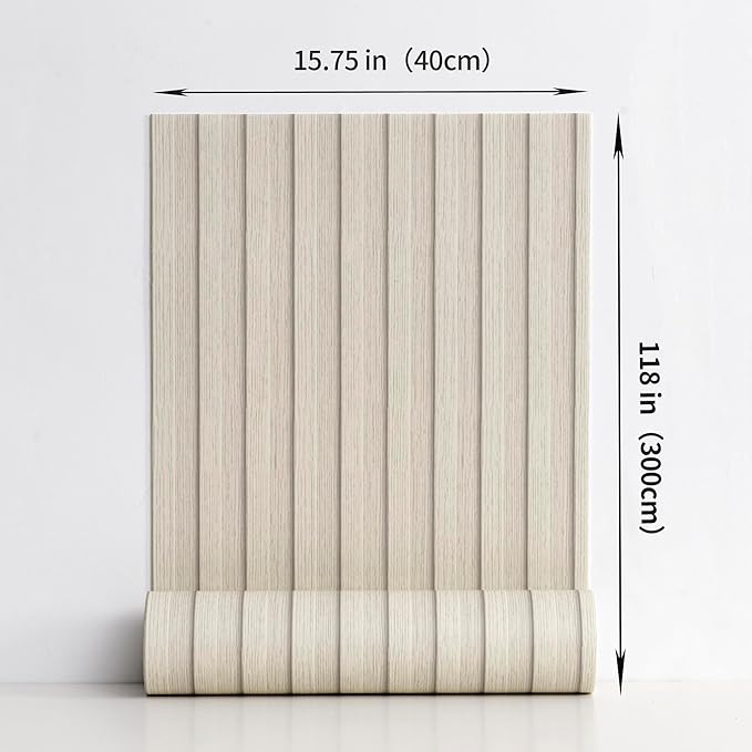 Haimin Wood Grain Slat Wall Panels Peel and Stick Faux Wood Thick Wallpaper