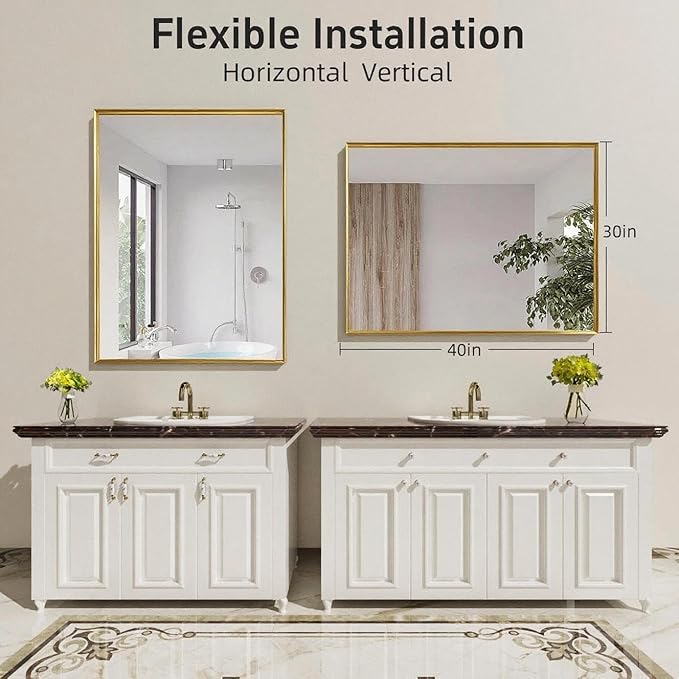 40x30 Inch Gold Bathroom Mirrors