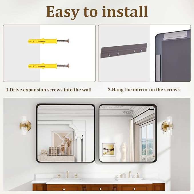 30"x 30" Black Bathroom Mirror