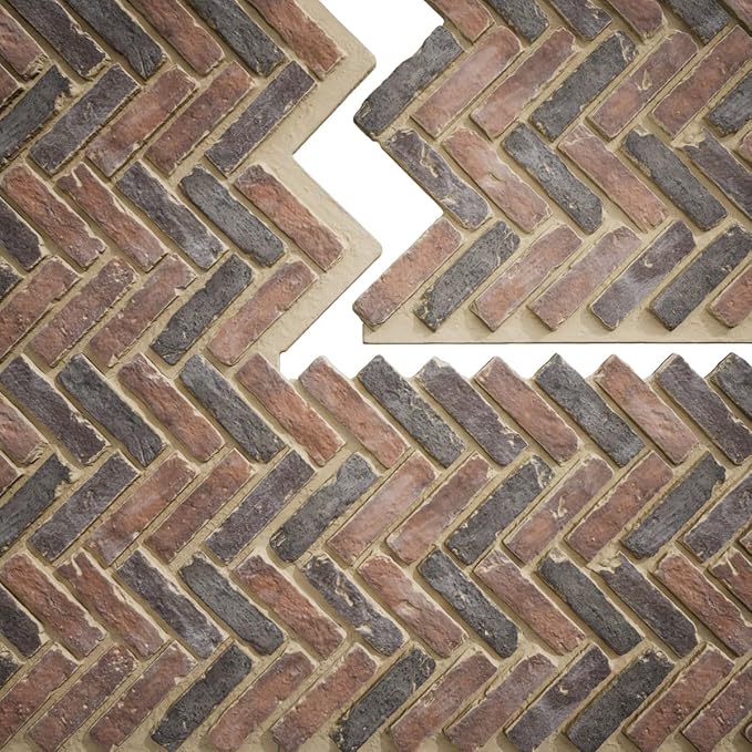 EverStone Herringbone Faux Brick Panel, 46 1/2"W x 25 1/4"H x 1"D, Horizon Color