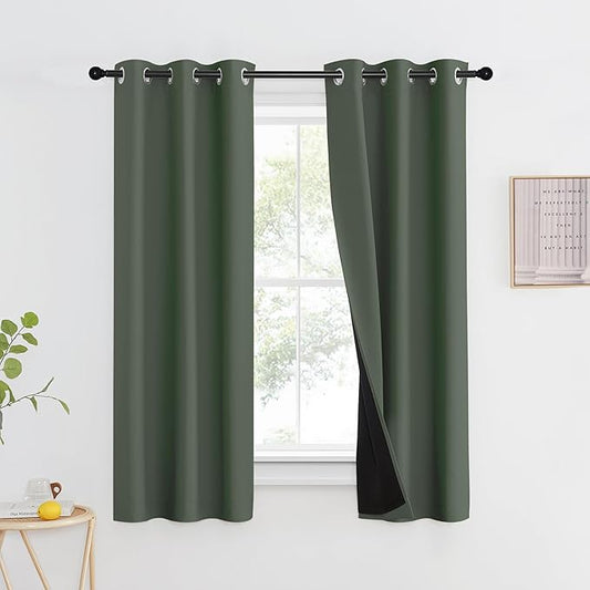 NICETOWN 100% Blackout Curtains 60" Long, Pair of Energy Smart & Noise Blocking
