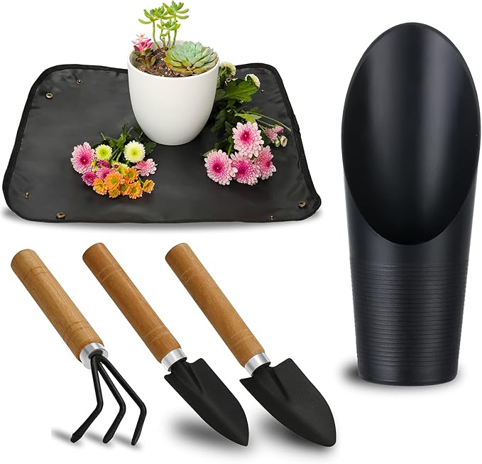 5Pcs Succulent Tools, Mini Garden Tools,Plant Potting Mat as Plant Accessories,Succulent Gardending Hand Tools Kit for Seedling Soil,Caring Succulent,etc,Gifts for Womanâs Gardening work(No Flowerpot)