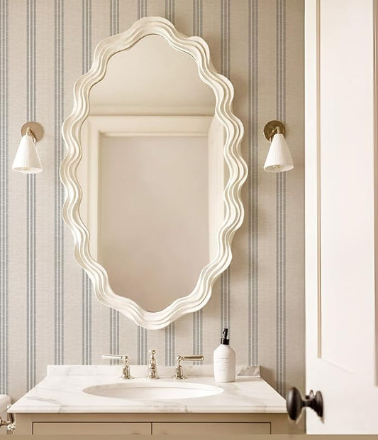 RollsRolla Modern Navy and White Striped Peel and Stick Wallpaper, French