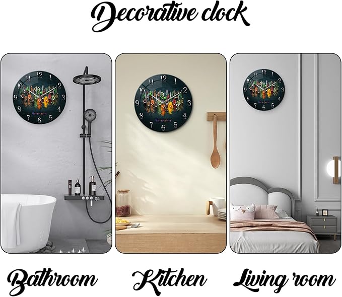 Kitchen Wall Clocks Battery Operated 14 Inches Glass Decorative Clocks