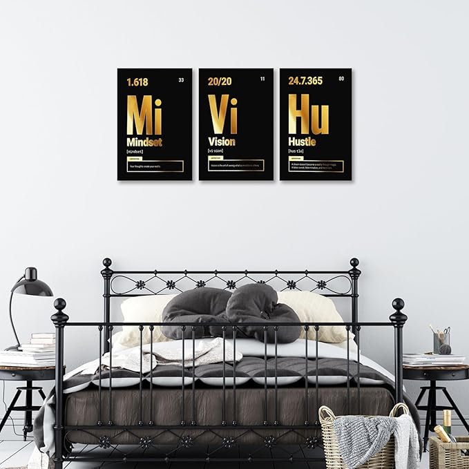 KAWAHONE Motivational Wall Art Canvas, Inspirational Quotes Grind Hustle Canvas
