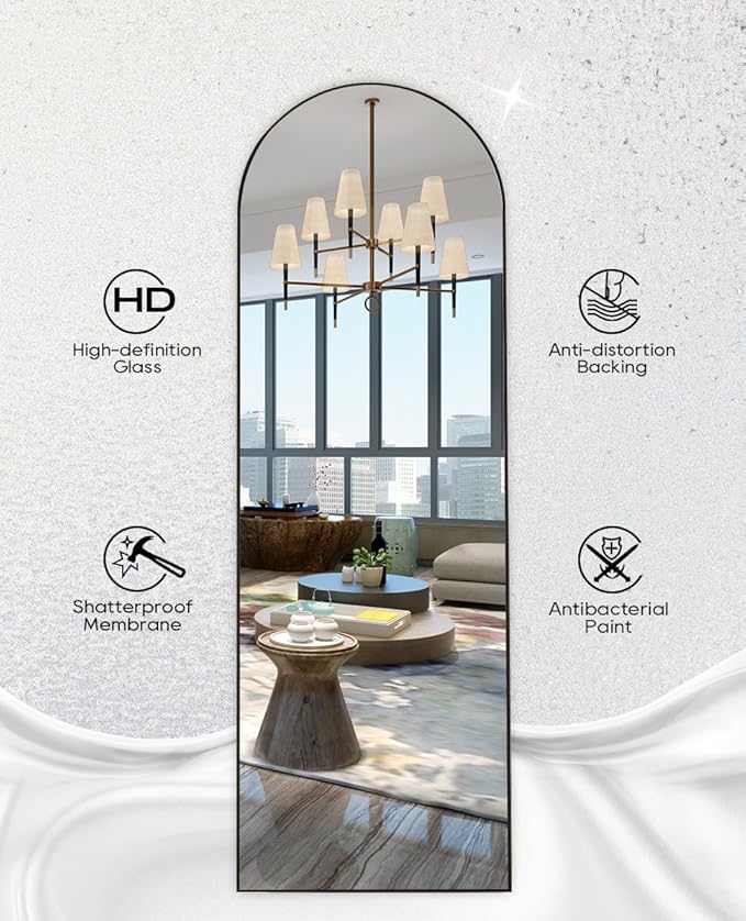 Floor Mirror, Arched Mirrors Full Length, Freestanding Mirrors, Arch Floor