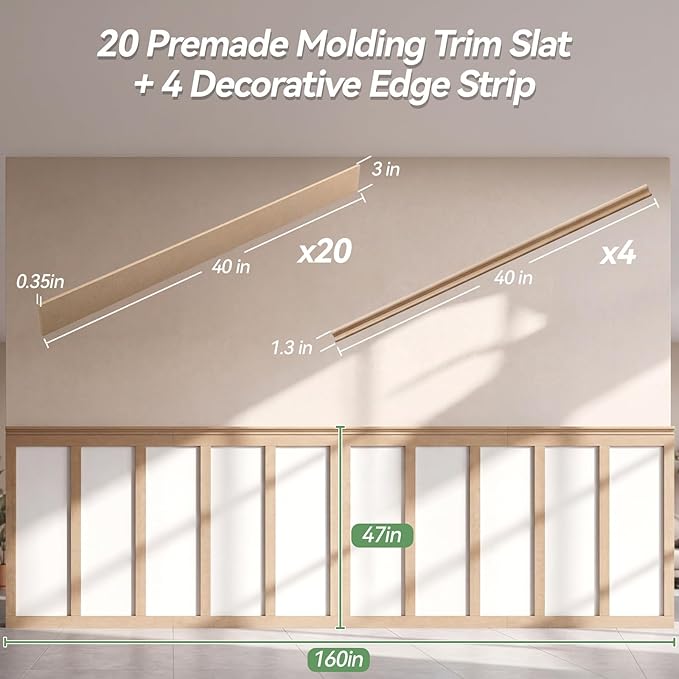 24 Pcs Mdf Board and Batten Wall Panel Kits
