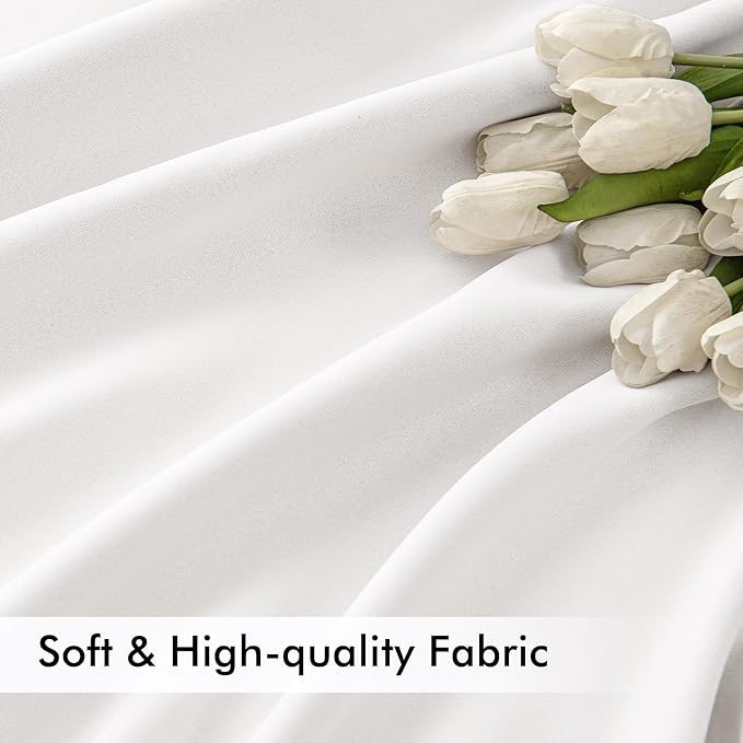 MIULEE Pure White Back Tab Blackout Curtains 102 Inch Long 2 Panels Set