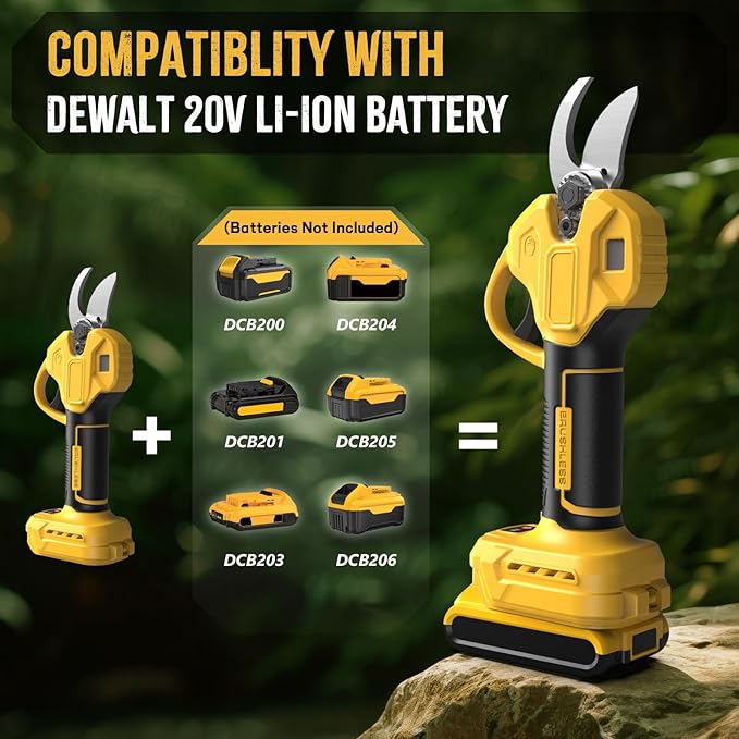 2 IN 1 Electric Pruning Shears Cordless with Pole for Dewalt 20V MAX Battery, 1.2" Cutting Diameter, 14Ft Reach, Brushless Motor Branch Cutter - for Gardening & Tree Trimming (No Battery)