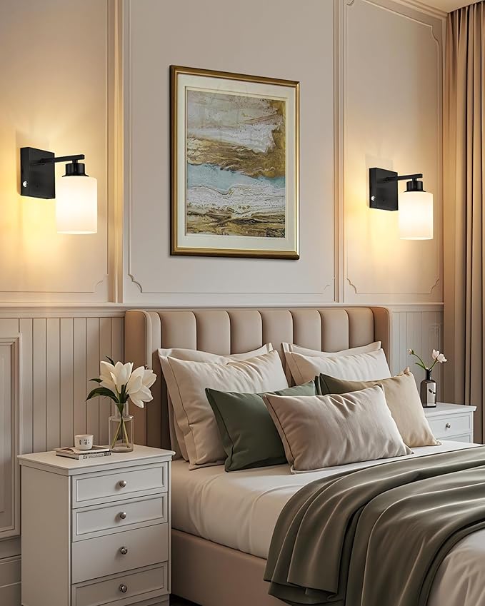 Rayogale Battery Operated Wall Sconce Set of 2, Easy Install Dimmable Wireless