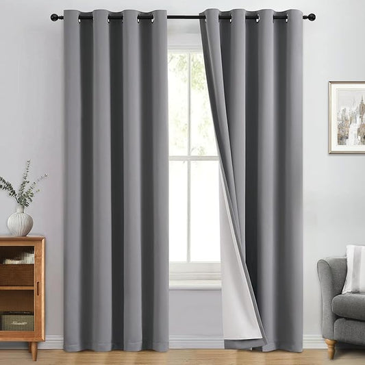 Yakamok 100% Blackout Curtain Panels 96 inches Cold and Light Blocking Drapes