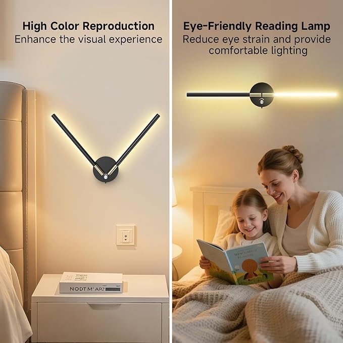 Wall Sconces with 360°DIY Independently Rotatable Lamp, 10000mAh Rechargeable