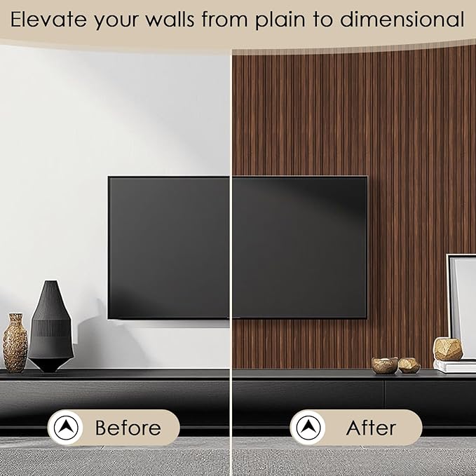 8-Pack 3D Slat Wall Panels — Soundproof Faux Wood Wall Panels