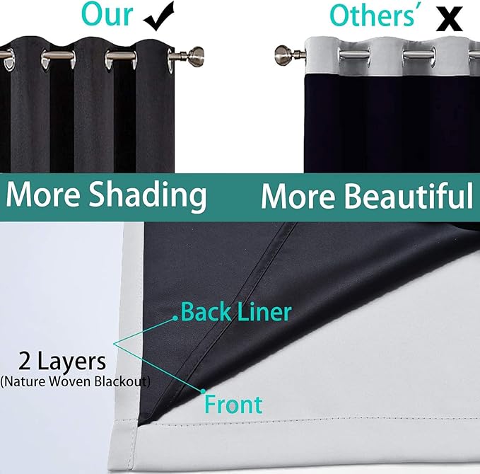 Yakamok 90 Inch Long 100% Blackout Curtains