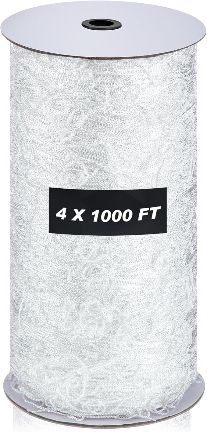 Berlune 4 x 1000 ft Trellis Netting Roll Soft Mesh Nylon Heavy Duty Garden Trellis Netting Bulk for Climbing Plants, Grape Racks, Growing Support Bean, Pea, Tomatoes