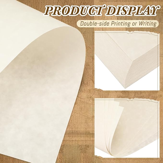 Epakh 300 Pcs Old Age Parchment Paper 8.5 x 11 Inch Standard Letter Vintage Colored Old Parchment Double Side Printing Paper (Light Gray)