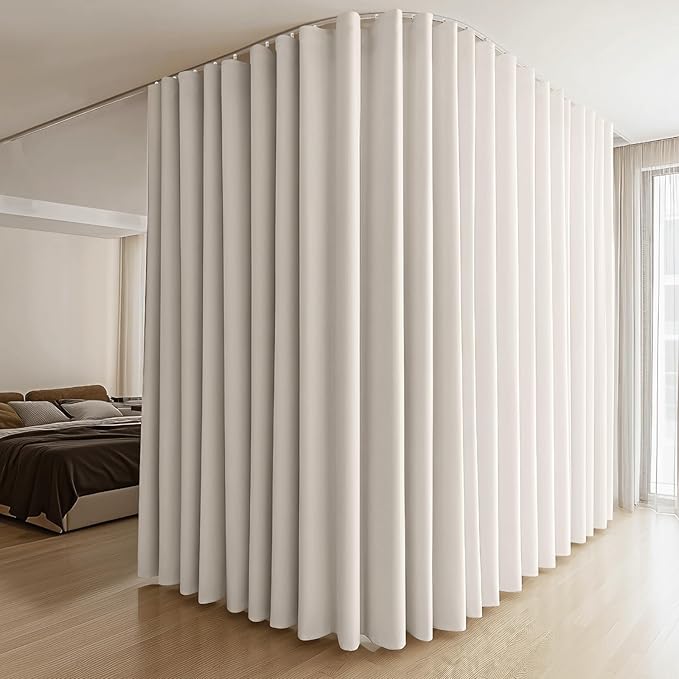 MaKefeile Room Divider Curtains & Flexible Bendable Tracks Set, Privacy