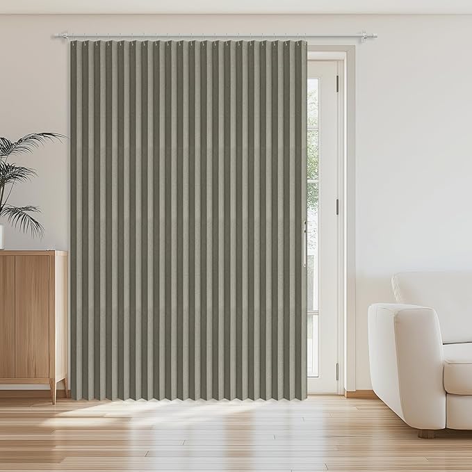 AJAZZ Blackout Accordion Door Curtain 98"x84" Grey
