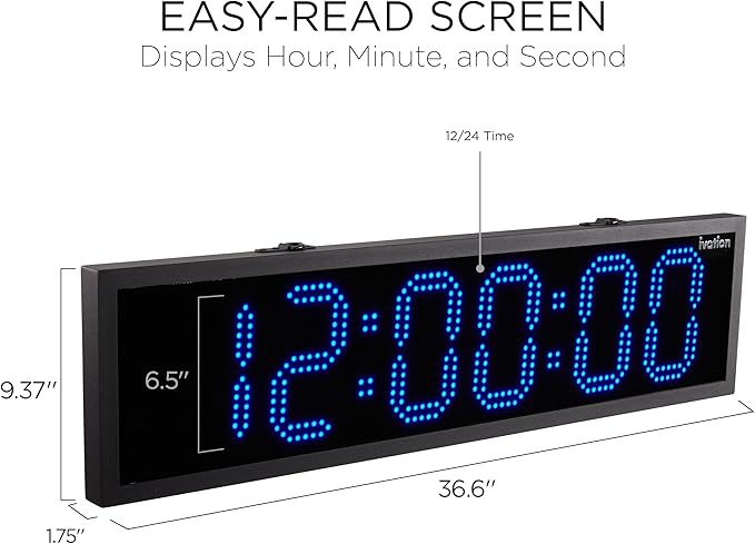 Ivation Oversized 36" Outdoor Waterproof Digital Clock, Auto Time Sync