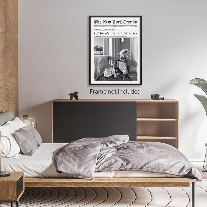 Vintage Newspaper Wall Art Trendy Black and White Aesthetic Posters Funny I'll