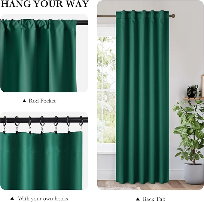 RYB HOME 100% Blackout Basement Curtains 30 inches Long, Heat & UV Blocking