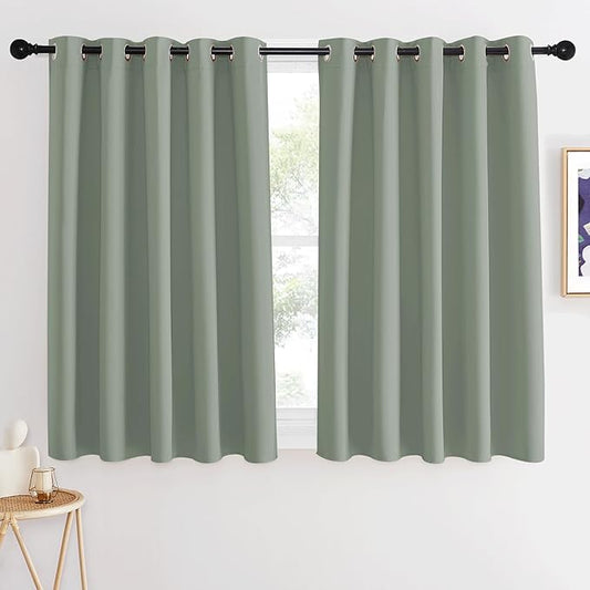NICETOWN Blackout Sage Green Curtain 54 inches Long, Grommet Thermal Insulated