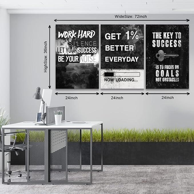 KAWAHONE Motivational Success Canvas Wall Art