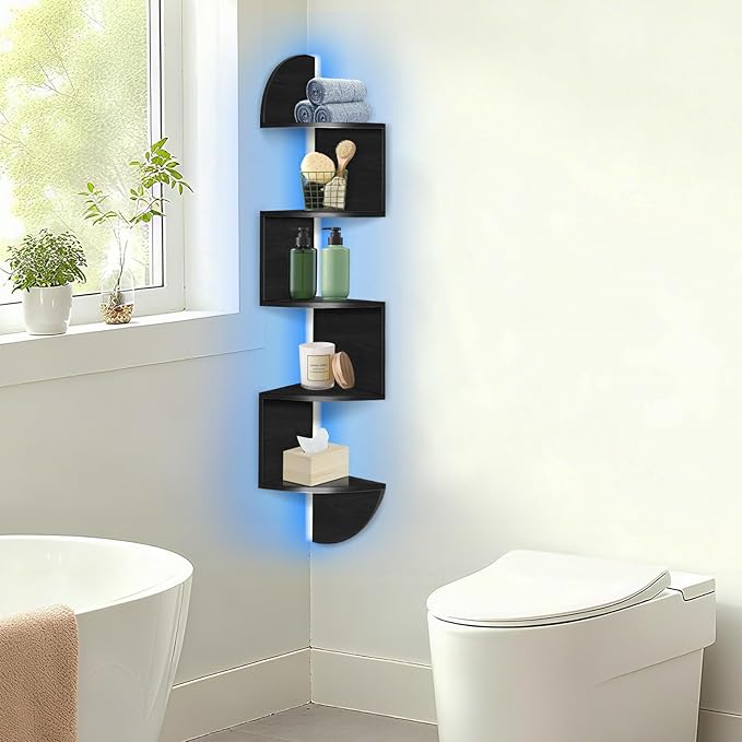 Corner Shelf Wall Mounted, 5 Tier Corner Bookshelf