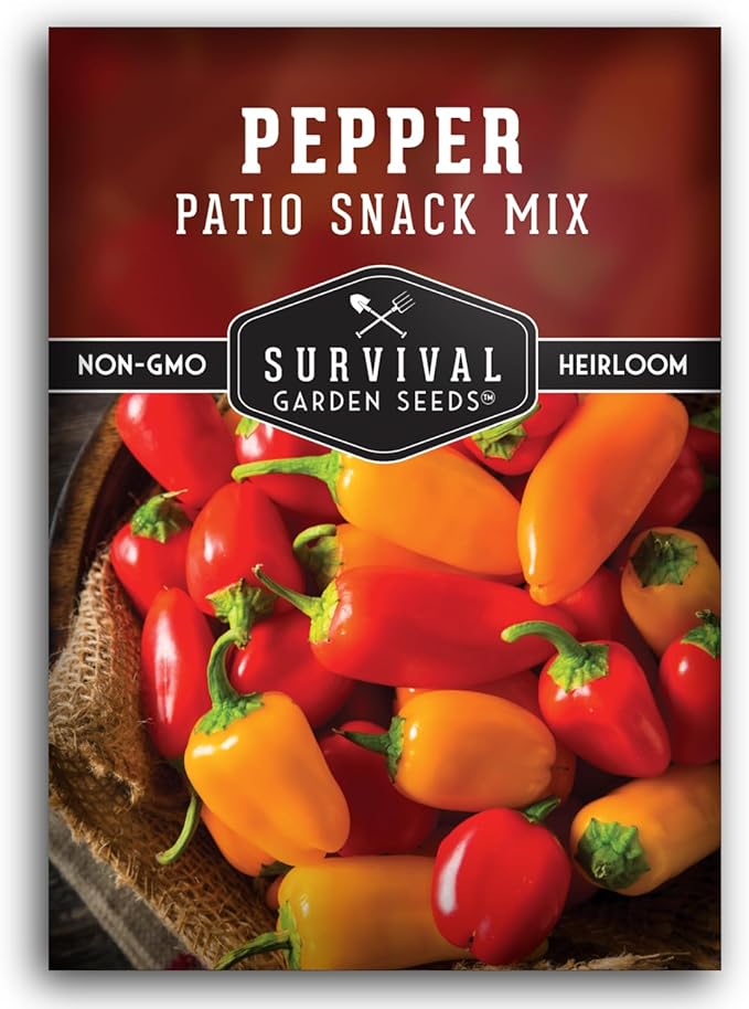 Patio Snack Mix Mini Sweet Pepper Seeds for Planting | Compact Lunchbox-Style Heirloom Variety â Non-GMO Container Garden Peppers â Survival Garden Seeds (1 Pack)