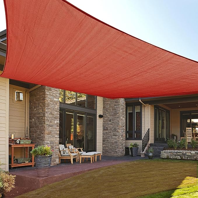 LOVE STORY Custom Size 8'x18' Terra Red Sun Shade Sail Rectangle UV Block Canopy Patio Sail Sunshades Fabric for Outdoor Garden Carport (We Make Custom Size)