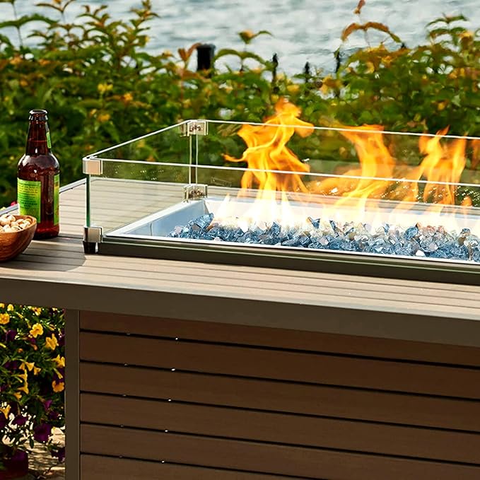 Mr. Fireglass Reflective Fire Glass for Fireplace Fire Pit and Landscaping, 10 Pounds 1/2 inch High Luster Aqua Blue Fire Rocks for Outdoor and Indoor Use