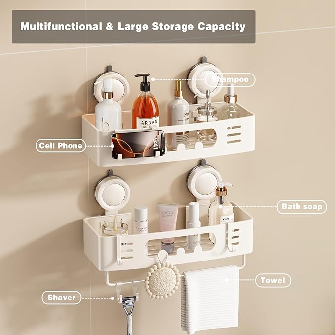 Voldra Shower Caddy Suction Cup, Shower Shelves
