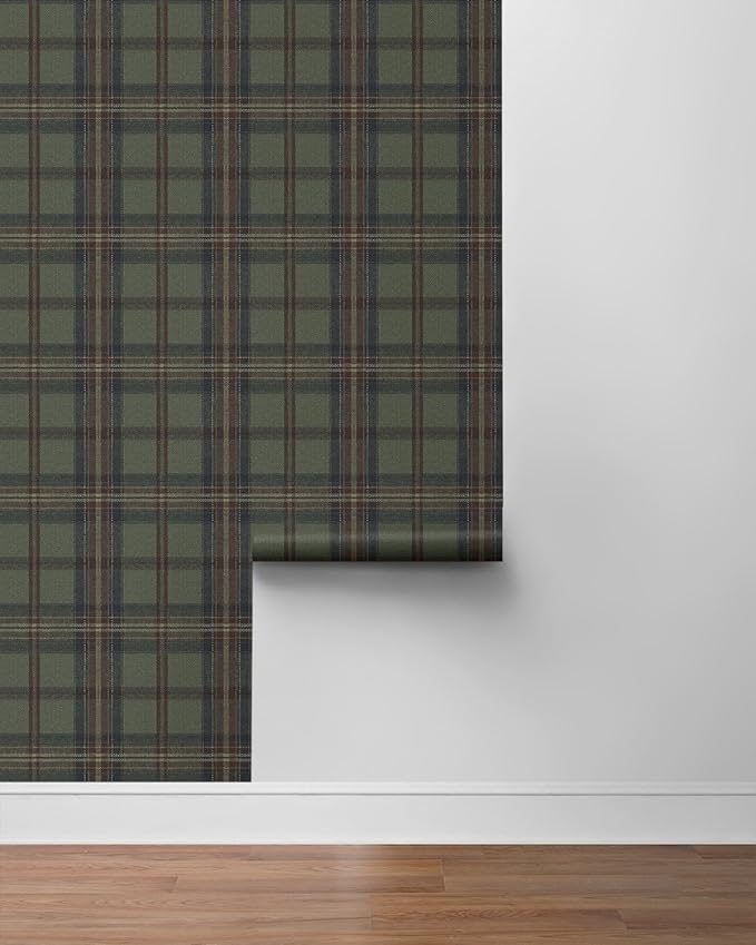 NextWall Harry & Grace Herringbone Plaid Premium Matte Non-Woven Peel and Stick