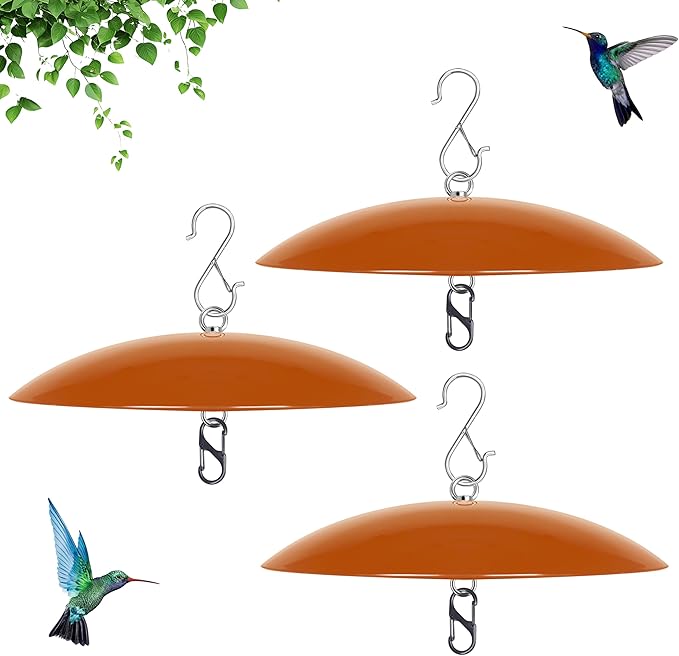 13" Hummingbird Feeder Shade Cover,Bird Feeder Dome Rain Cover,Smart Bird Feeders Umbrella,Squirrel Proof for Shepherd's Hook Outdoors(Terracotta), 3 Pack
