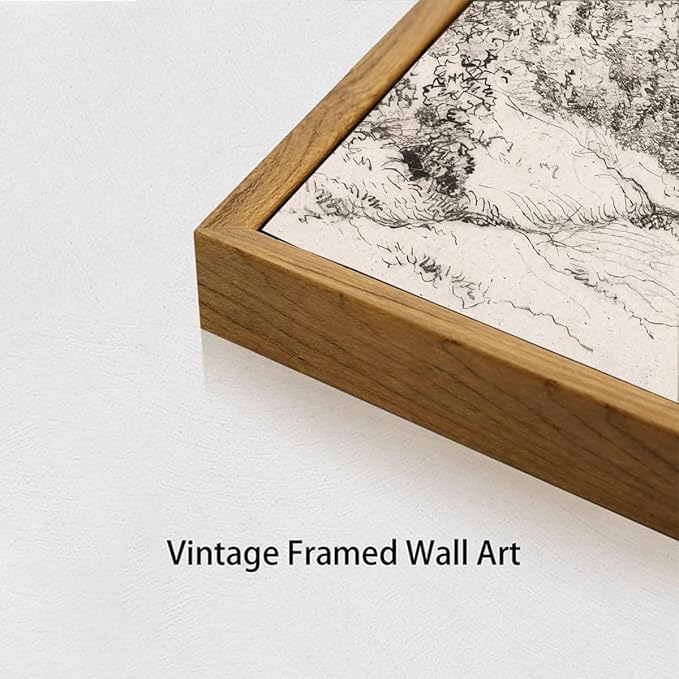OIQArtOIQ Vintage Landscape Canvas Wall Art Framed Natural Scenery Painting
